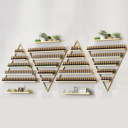 Miniatura 25 de Estante organizador de perfume montado en la pared, estante triangular de metal para esmalte de uñas, estante de exhibición de aceites esenciales