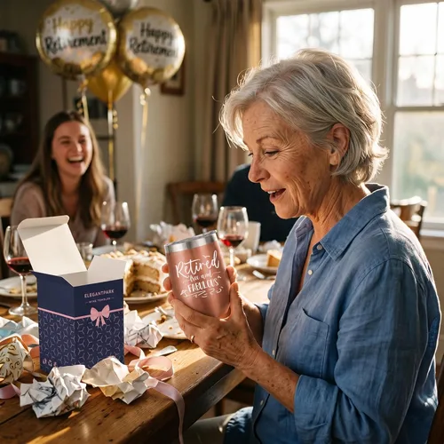 Miniatura 5 de ELEGANTPARK Regalos de jubilación para mujeres, vaso de vino 2025 para jubilados, libre y fabuloso, divertido regalo de cumpleaños para amigos