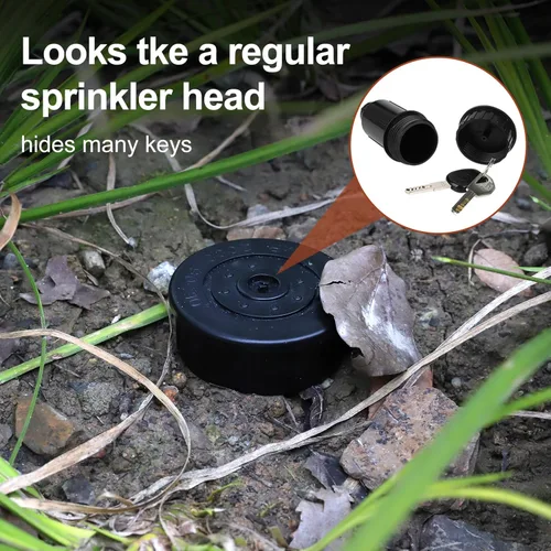 Miniatura 4 de Key Hider - Cabezal de aspersor realista impermeable, soporte para efectivo para jardín al aire libre, fácil de empujar en el suelo (negro)