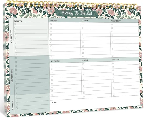 Miniatura 11 de Taja Bloc de notas semanal con 52 hojas sin fecha (8.5 x 11 pulgadas), planificador semanal de escritorio para mujeres y hombres, trabajo y hogar