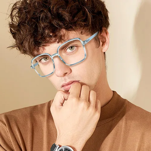Miniatura 4 de Gafas de lectura cuadradas de gran tamaño, con borde completo, lentes de lectura con bloqueo de luz azul a la moda, anteojos ligeros