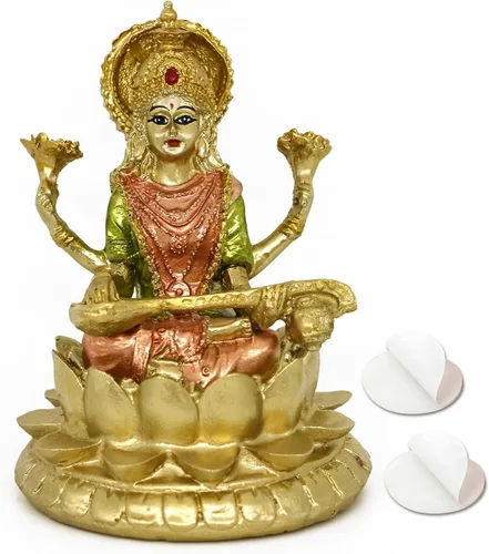 alikiki Estatua de la diosa hindú Saraswati – 4.4 pulgadas de alto, escultura de ídolo de Saraswati, regalos para el templo indio Mandir Pooja,
