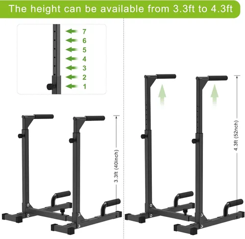 Miniatura 4 de SELEWARE Heavy Duty Dip Bar, Adjustable Width & Height Dip Station Home Gym Fitness Equipment, 800lbs Capacity, Multifunctional Strength Training