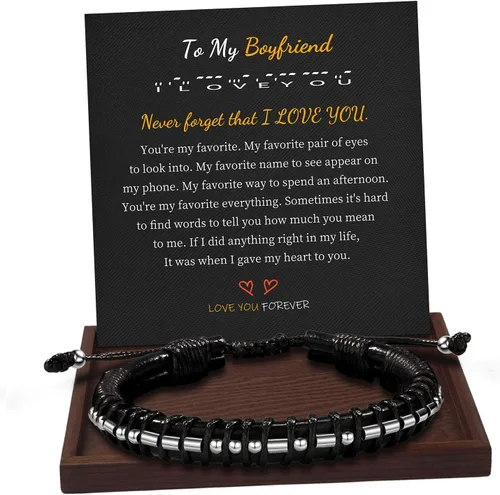 Miniatura 41 de Regalos inspiradores para hombres, pulseras con código morse, pulseras para hombre, regalos de graduación para él, Día del Padre, pulsera de cuero