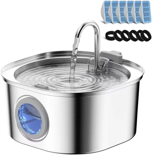 Miniatura 14 de PEKTACO Fuente de Agua para Gatos de Acero Inoxidable, Dispensador de Agua para Gatos de 3.2L/108oz con Bomba de Agua Ultra Silenciosa y Ventana