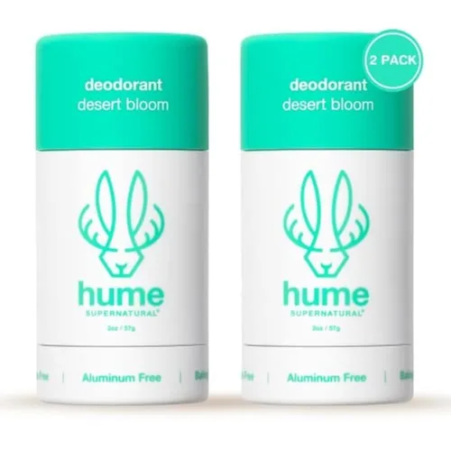 Hume Supernatural Desodorante probiótico Roll‑On, sin aluminio y a base de plantas, suave para la piel sensible, secado rápido, protección duradera