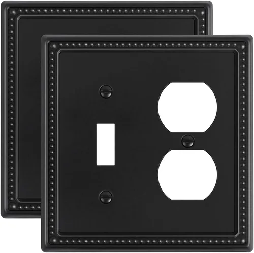 Miniatura 122 de Paquete de 4 placas de cubierta para interruptor de luz de palanca individual, cubiertas decorativas de perlas, placa de pared de metal almendra