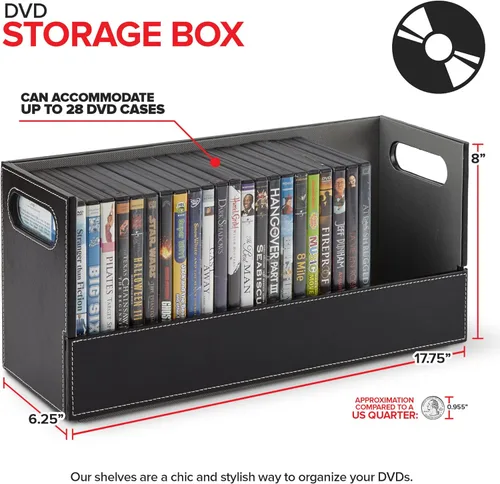 Miniatura 2 de Stock Your Home caja de almacenamiento de DVD, organizador de estante de películas para Blu-Ray, estuches de videojuegos, CDs, soporte para cintas