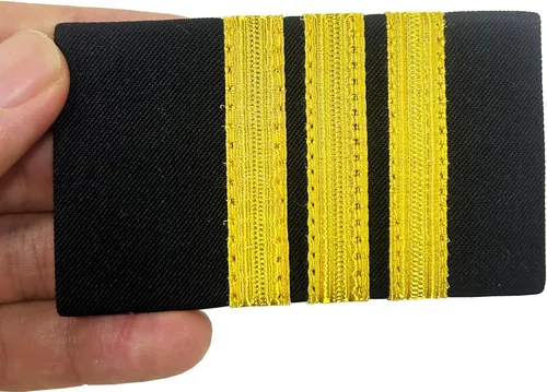Miniatura 4 de 1 par de charreteras de piloto de aerolíneas profesionales tradicionales aviadores capitán uniforme con rayas doradas