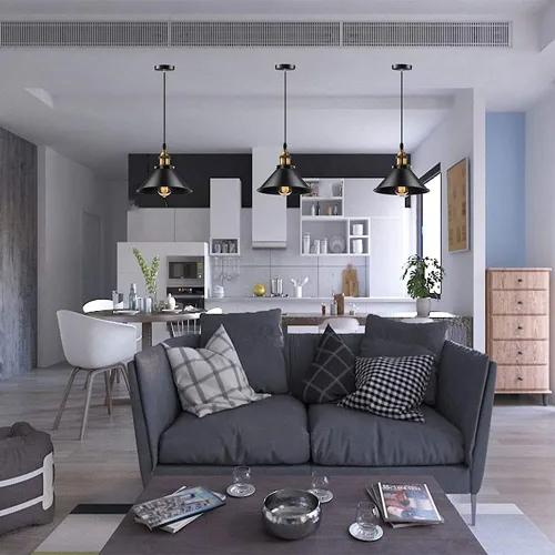 Miniatura 4 de Siet Lámpara colgante industrial estilo loft vintage, mini candelabro retro E27, iluminación de isla de cocina, iluminación Edison para el hogar