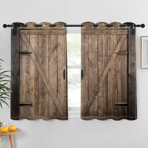Miniatura 11 de Cortinas rústicas para ventana de puerta de granero, puerta de madera gris, puerta de garaje, tratamiento de ventana para sala de estar, dormitorio