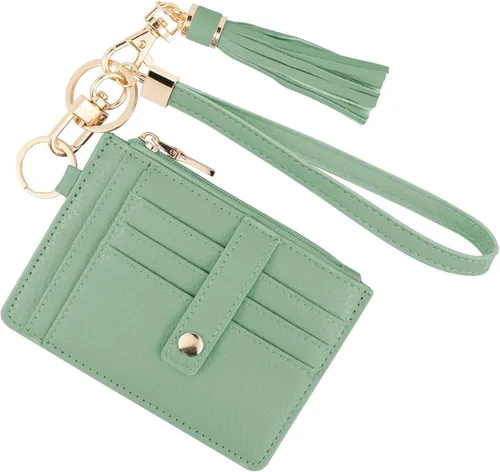 Miniatura 34 de KNGITRYI Billeteras pequeñas de pulsera para mujer RFID para tarjetas de crédito, cartera con llavero, cartera para tarjetas de crédito