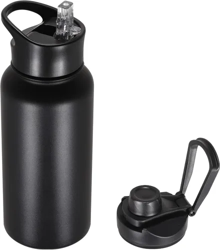 Miniatura 88 de Botella de agua aislada de 64 onzas con tapas de pajita y boquilla, jarra de agua de acero inoxidable de medio galón con mango de paracord, vacío