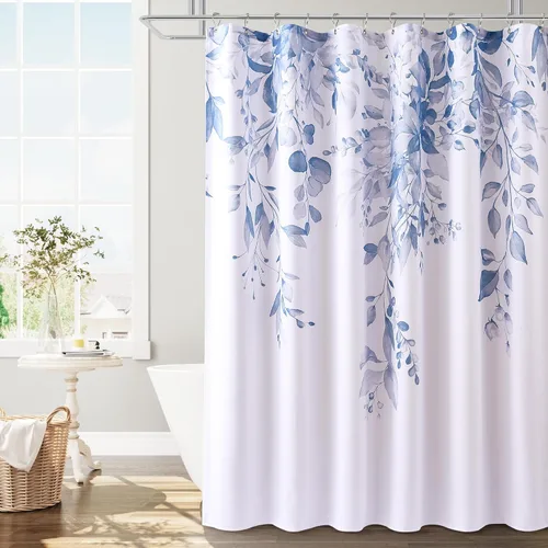 Miniatura 12 de BOODII Cortinas de ducha negras de 36 x 72 pulgadas, cortina de ducha de eucalipto de primavera para baño, cortina de baño con textura de flameado