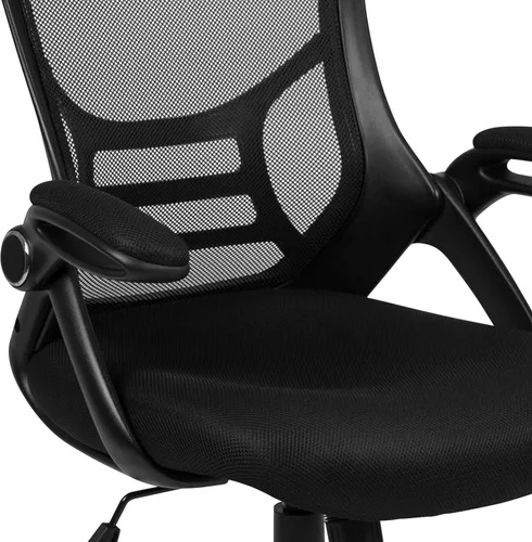 Miniatura 20 de Flash Furniture Porter - Silla de oficina giratoria ergonómica de malla negra con marco negro y brazos abatibles