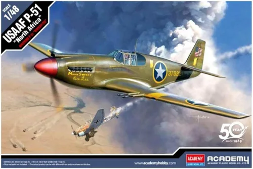Academy 1/48 Fuerza Aérea del Ejército de los Estados Unidos P-51 Mustang Modelo de plástico del frente norteafricano 12338