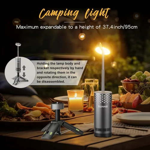 Miniatura 2 de Luces de Camping Recargables, Linterna de Camping Desmontable con Soporte, Lámpara de Campamento Telescópica Impermeable, Luz de Trabajo Magnética