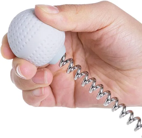 Miniatura 6 de Paquete de 1 martillo masajeador de pelota de golf con mango de madera de resorte, masaje de mano para aliviar el dolor, cuello y espalda, Gris