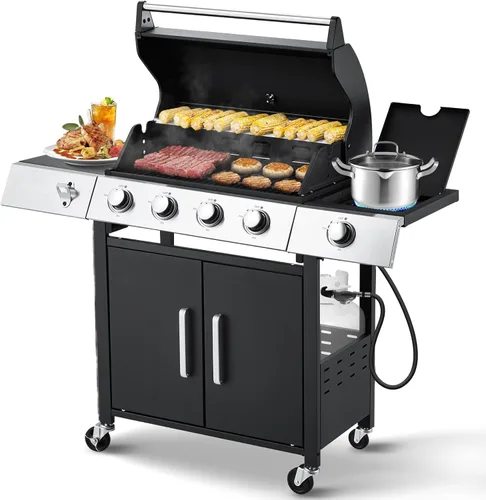 Miniatura 13 de MELLCOM Parrilla de barbacoa de acero inoxidable mejorada de 36,000 BTU, parrilla de gas propano BBQ de 3 quemadores con rejillas de hierro fundido
