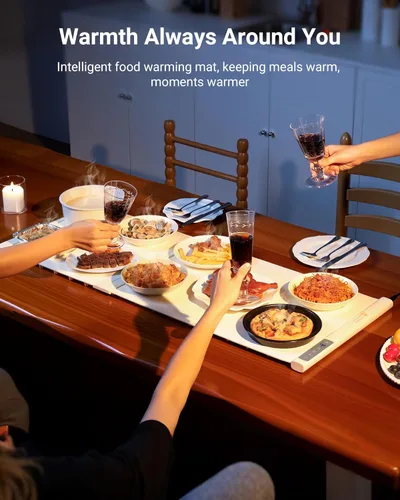 Miniatura 2 de Tapete de calentamiento de 42 x 16 pulgadas para alimentos extragrande, tapete extensible para calentar alimentos, bandeja de calentamiento