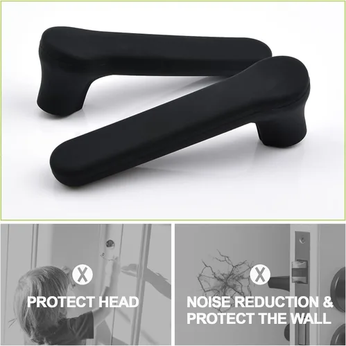 Miniatura 5 de Fundas para manijas de puerta, 4 piezas de silicona negra mate para manijas de puerta, cubiertas para pomos de puerta, protectores antiestáticos