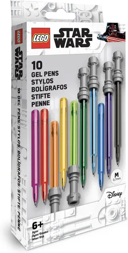 Miniatura 9 de IQ LEGO - Bolígrafo de gel con sable de luz de Star Wars, paquete de 10 (53116), arcoíris de 10 colores, bolígrafos recargables para adolescentes