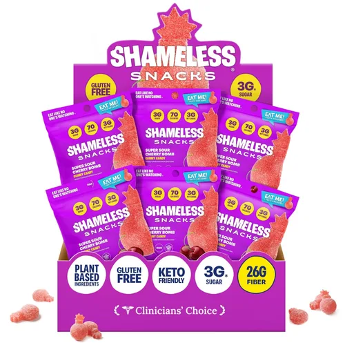 Miniatura 10 de Shameless Snacks – Snacks saludables bajos en calorías, gomitas keto bajas en carbohidratos (caramelos sin gluten) – Paquete de 6 Green Apple Blast