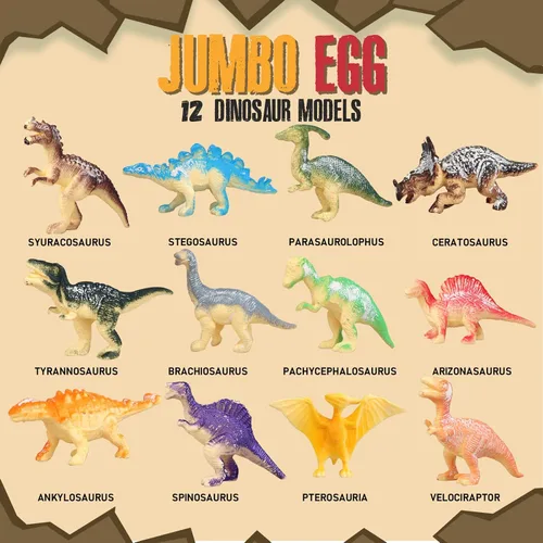 Miniatura 9 de Kit de excavación de huevos de dinosaurio jumbo, juguetes de dinosaurio para niños de 5 a 7 años, huevos de dinosaurio con 12 dinosaurios