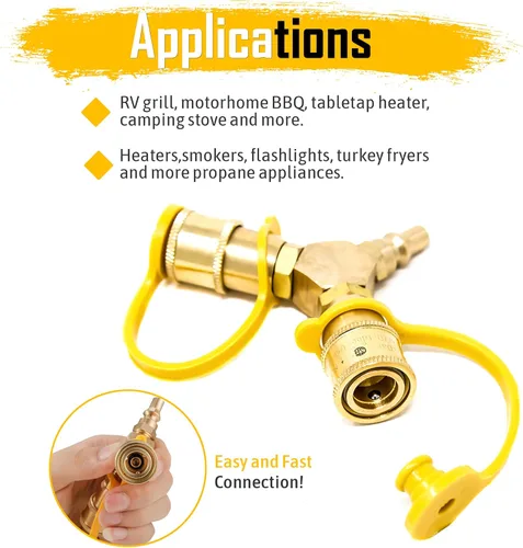 Miniatura 3 de Gas One Adaptador divisor en Y de propano de conexión rápida de 1/4 pulgadas para remolque de RV y manguera de propano de conexión rápida Conéctate