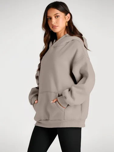 Miniatura 33 de Trendy Queen - Sudaderas extragrandes con capucha para mujer, suéteres de manga larga, sin botones, de vellón, de otoño, ropa de invierno