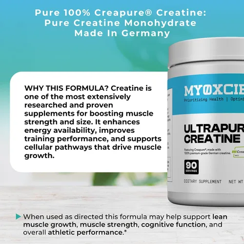 Miniatura 5 de MYOXCIENCE Creapure® Creatina 5 Gramos de Monohidrato de Creatina Alemán por Porción Apoya el Rendimiento Muscular, Masa Corporal Magra