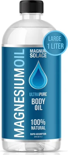 Aceite de magnesio para los músculos de baño de magnesio - Grande 1 litro (34 oz) para uso en baño de sal, remojo de pies o para rellenar botellas