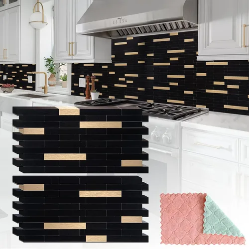 Miniatura 12 de StyloVue 20 hojas para despegar y pegar para cocina, mármol blanco con aspecto de metal plateado que se pega en azulejos para mejorar tu cocina