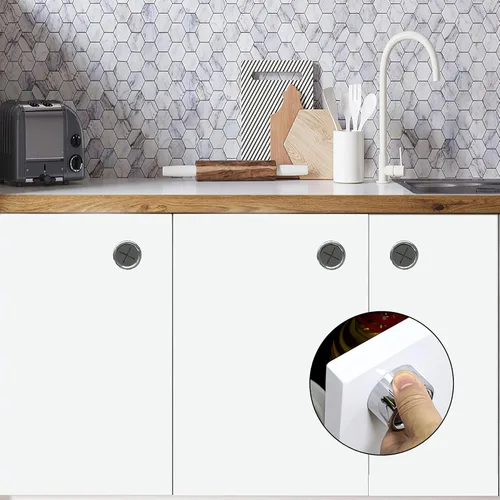 Miniatura 5 de Philbinden 3 piezas de ganchos para toallas de cocina redondos adhesivos para toallas de cocina con acabado en cromo premium y fácil instalación
