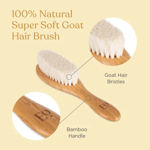 Miniatura 4 de ELLAOLA Juego de cepillo y peine de bambú natural, 3 piezas - Cepillo para costra láctea, cepillo de masaje para el cabello, peine de bambú