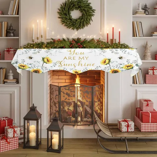 Miniatura 6 de Funda para bufanda de chimenea de eucalipto, girasol, mantel superior, bufanda para Navidad, Halloween, Acción de Gracias, otoño, decoración