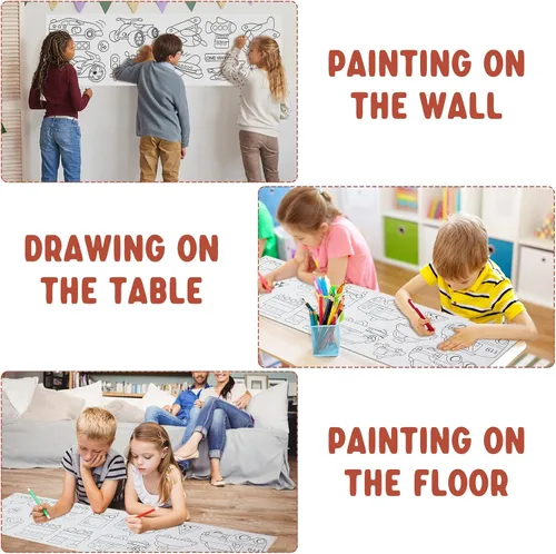 Miniatura 6 de Rollo de dibujo para niños, rollo de papel para colorear para regalo de niños, 120 x 11.8 pulgadas, rollo de papel de dibujo de bricolaje, rollo
