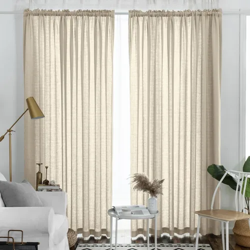 Melodieux Cortinas Semitransparentes Color Tostado de 108 Pulgadas de Largo para Sala de Estar y Dormitorio, Cortinas Extra Largas con Aspecto de