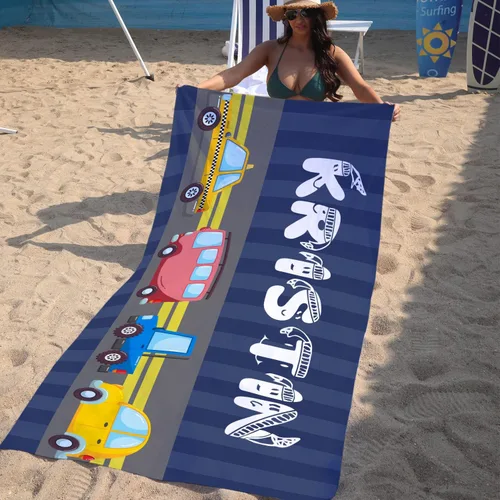 Miniatura 2 de Q&K Toallas de playa personalizadas para niños, toalla de playa grande con nombre, toallas de playa de microfibra para adultos, manta de toalla