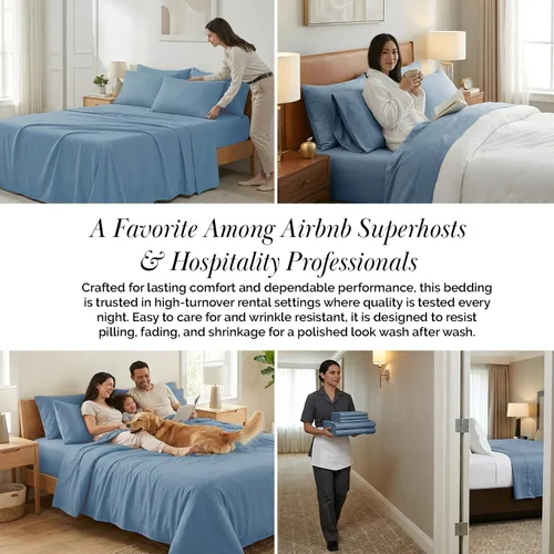 Miniatura 195 de Southshore Fine Living, Inc. Juego de 7 piezas de sábanas King divididas para cama ajustable, juego de sábanas King divididas con bolsillo de 21