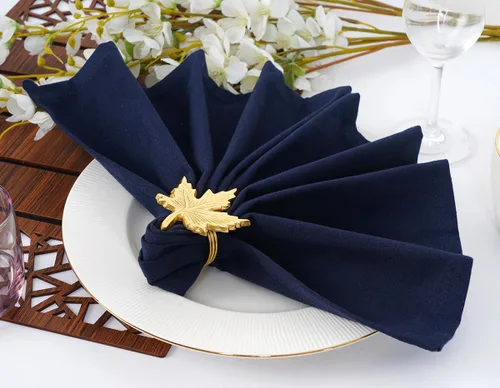 Miniatura 7 de Blue Needles - Juego de 12 servilletas de tela sólidas azul marino 100% algodón, servilletas de cena de 45 x 45 centímetros - Suave, reutilizable