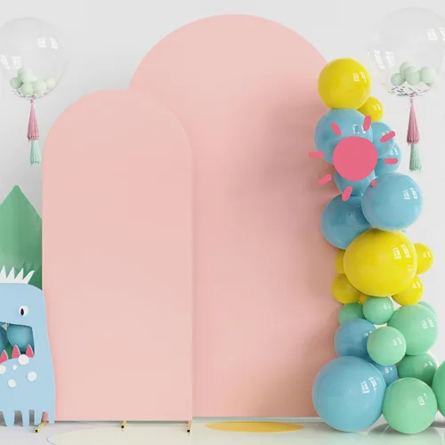 Miniatura 19 de Fomcet Juego de 2 fundas para arco de boda de 6 pies, 7.2 pies, color beige, de 2 caras, parte superior redonda de elastano, cubierta de telón