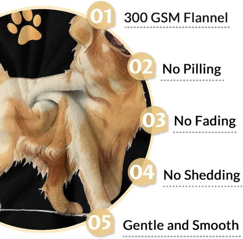 Miniatura 4 de Golden Retriever - Manta de regalo – 40 x 30 pulgadas, bonita manta para niños y niñas, manta negra suave y mullida para regazo y silla
