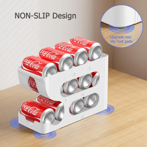 Miniatura 5 de Organizador de latas de soda para despensa/nevera, dispensador/almacenamiento/soporte/contenedor automático de latas con rodillos para refrigerador