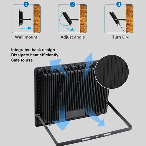 Miniatura 5 de Luz de inundación LED de 300 W para exteriores, luz de trabajo LED, reflector con enchufe IP66 impermeable, 6500 K, 2 unidades de luz de seguridad