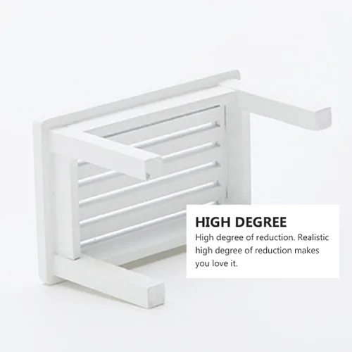 Miniatura 5 de Mesa de café de madera en miniatura, modelo de mesa de té blanca para casa de muñecas, escritorio de café, adorno de muebles pequeños