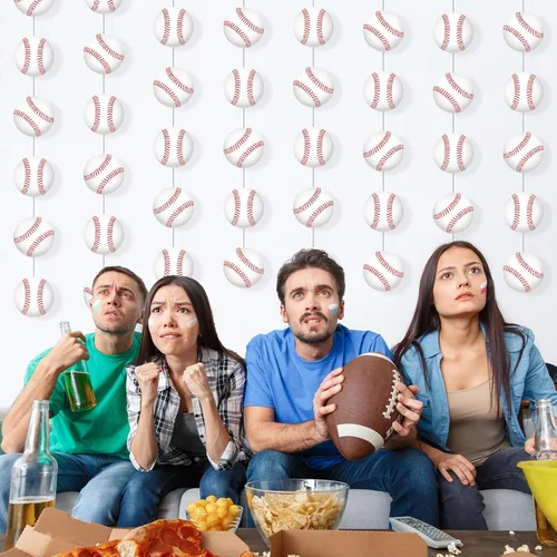 Miniatura 4 de Faccito 8 piezas de banderines de fiesta deportiva, decoraciones colgantes temáticas de deportes, guirnalda de papel para bolas de adolescentes