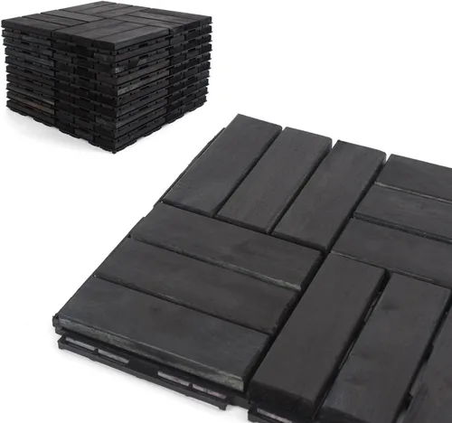 Miniatura 2 de Baldosas de madera de acacia para exteriores, baldosas de patio que se entrelazan.