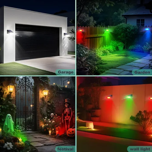 Miniatura 9 de Foco para exteriores alimentado por energía solar, luces de terraza del atardecer al amanecer, 2 modos ajustables de 90°, ideal para ubicación