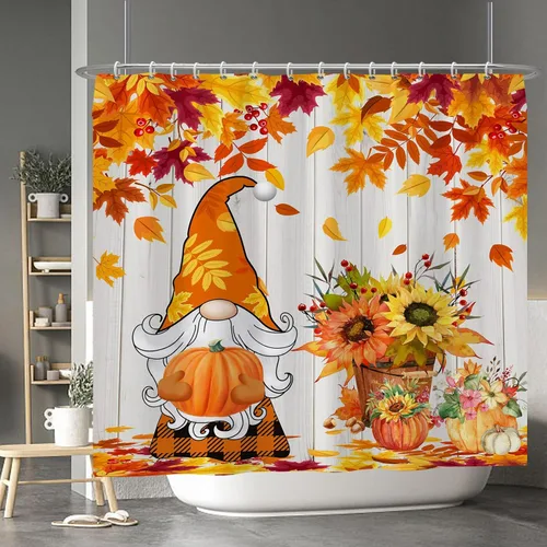 Miniatura 144 de Cortina de ducha de fantasma y gato negro para niños, 36 x 72 pulgadas, espeluznante y bonita, cortina de baño de Halloween con 6 ganchos, cortina